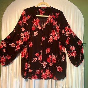 Lane Bryant Sheer Floral Print Blouse
